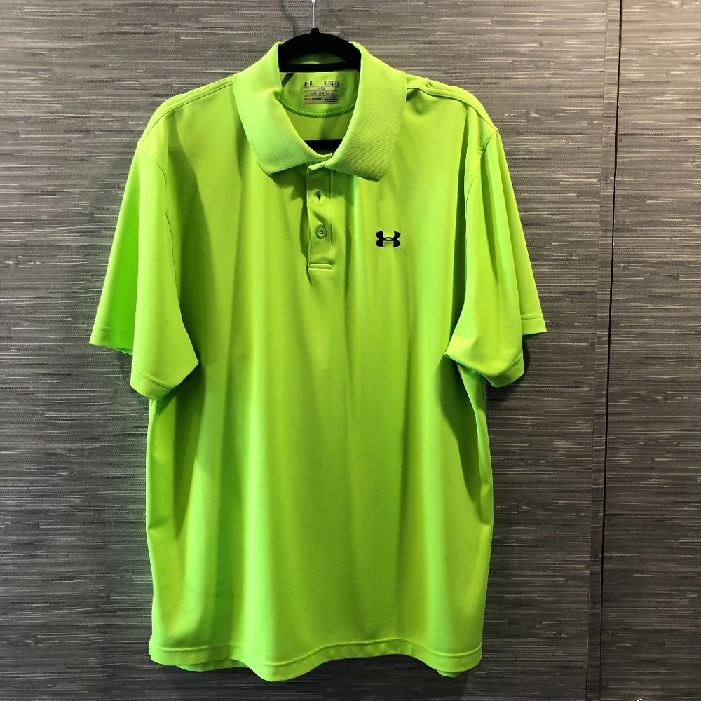 Bright Green Under Armour Golf Shirt  XL  GUC